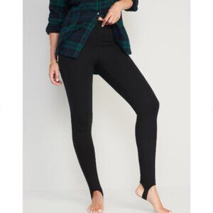 NEW Old Navy High Waisted Fleece Lined Black Stirrup Leggings